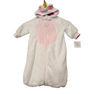 Hooded Unicorn Costume Infant 3-6M White Pink Sparkle Horn Halloween Dress-Up